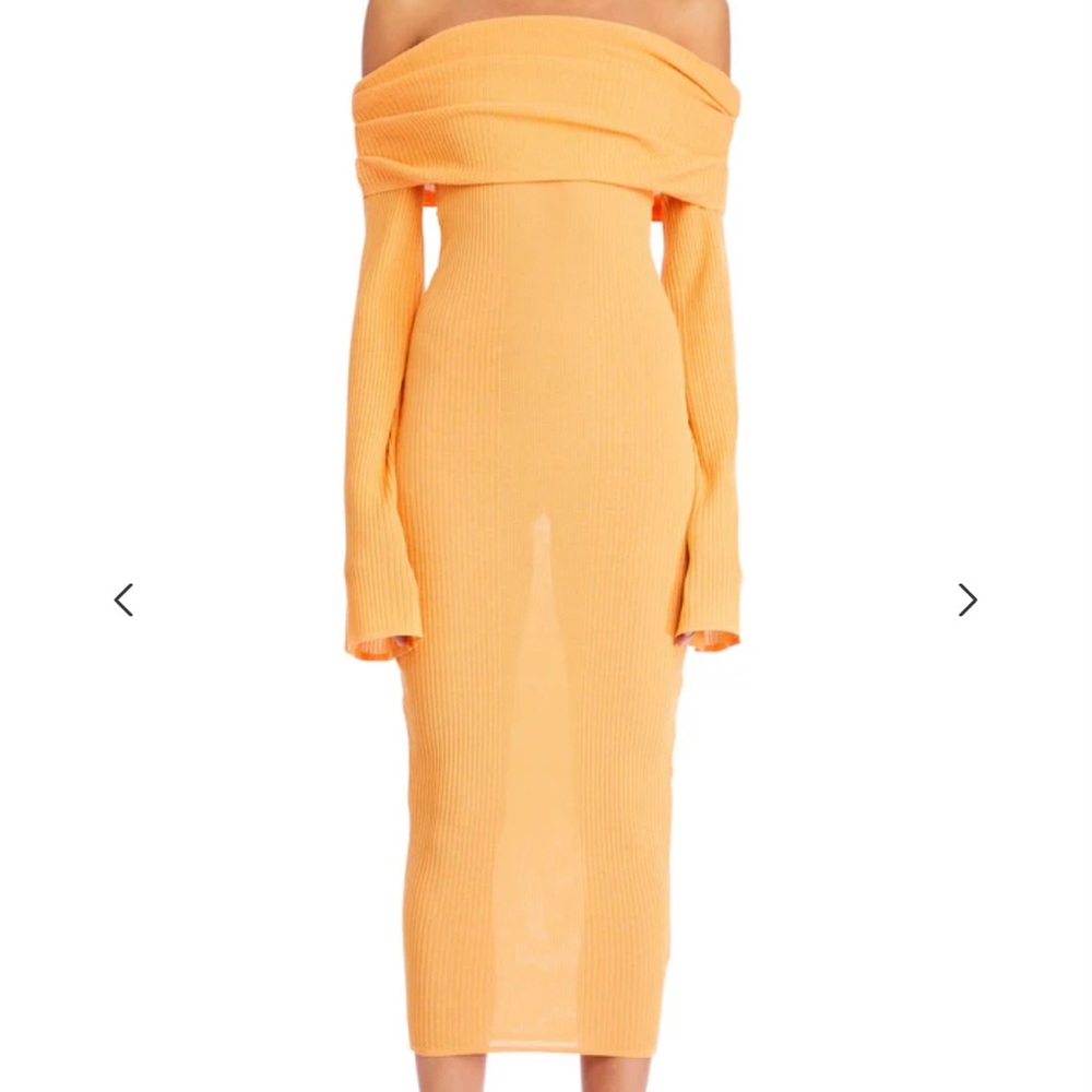 TALLULAH RIB KNIT MIDI DRESS- Papaya